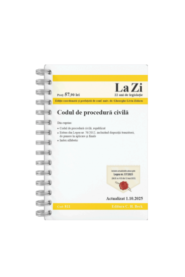 Codul de procedura civila. Cod 811. Actualizat la 1.10.2025